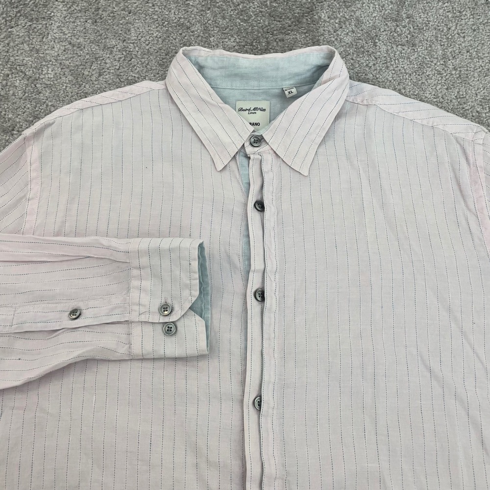 Murano Linen Shirt Mens Extra Large Baird McNutt Button Up Pink Striped